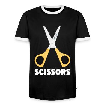 Ciseaux Papier Pierre Drôle Groupe Kawaii - T-shirt contrasté Homme - noir/blanc - Devant - AI Model Female 172 light (172cm) & AI Model Male 178 light (178cm)