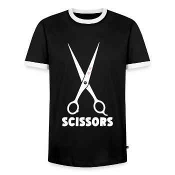 Ciseaux Papier Pierre Drôle Groupe Kawaii - T-shirt contrasté Homme - noir/blanc - Devant - AI Model Female 172 light (172cm) & AI Model Male 178 light (178cm)