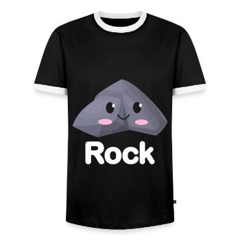 Rock Paper Scissors Funny Group Kawaii - Men's Ringer Shirt - black/white - Front - AI Model Female 172 light (172cm) & AI Model Male 178 light (178cm)