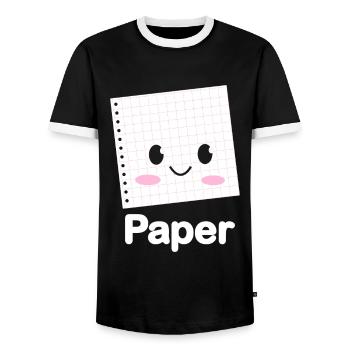 Ciseaux Papier Pierre Drôle Groupe Kawaii - T-shirt contrasté Homme - noir/blanc - Devant - AI Model Female 172 light (172cm) & AI Model Male 178 light (178cm)