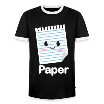 Rock Paper Scissors Funny Group Kawaii - Men's Ringer Shirt - black/white - Front - AI Model Female 172 light (172cm) & AI Model Male 178 light (178cm)