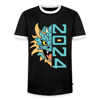 Drache 2024 Chinesisches Neujahr Jahr des Drachen - Männer Kontrast-T-Shirt - Schwarz/Weiß - Vorne - AI Model Female 172 light (172cm) & AI Model Male 178 light (178cm)