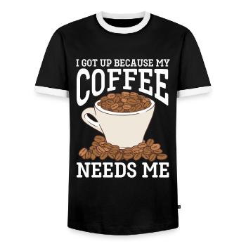 Café Barista - T-shirt contrasté Homme - noir/blanc - Devant - AI Model Female 172 light (172cm) & AI Model Male 178 light (178cm)