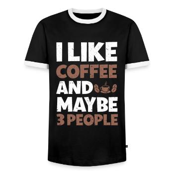 Barista Coffee - Men's Ringer Shirt - black/white - Front - AI Model Female 172 light (172cm) & AI Model Male 178 light (178cm)