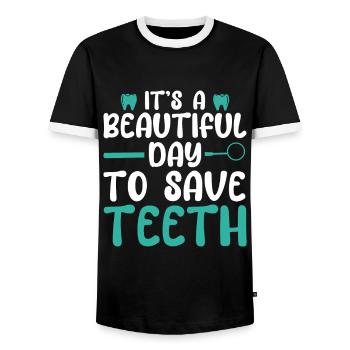 Diplôme d’étudiant dentiste en dentisterie dentaire - T-shirt contrasté Homme - noir/blanc - Devant - AI Model Female 172 light (172cm) & AI Model Male 178 light (178cm)