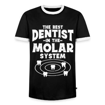 Diplôme d’étudiant dentiste en dentisterie dentaire - T-shirt contrasté Homme - noir/blanc - Devant - AI Model Female 172 light (172cm) & AI Model Male 178 light (178cm)