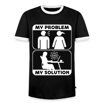 Artificial Intelligence My Problem Pictogram Mom - Männer Kontrast-T-Shirt - Schwarz/Weiß - Vorne - AI Model Female 172 light (172cm) & AI Model Male 178 light (178cm)