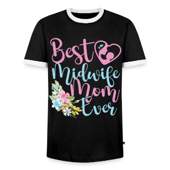 Nurse Midwife Birth Worker Mom - Men's Ringer Shirt - black/white - Front - AI Model Female 172 light (172cm) & AI Model Male 178 light (178cm)