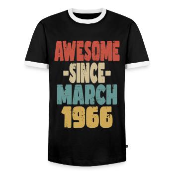 Awesome March 1966 - Men's Ringer Shirt - black/white - Front - AI Model Female 172 light (172cm) & AI Model Male 178 light (178cm)