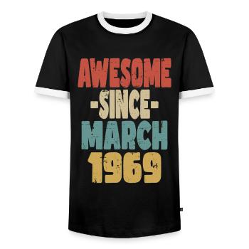 Génial mars 1969 - T-shirt contrasté Homme - noir/blanc - Devant - AI Model Female 172 light (172cm) & AI Model Male 178 light (178cm)