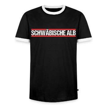 Schwäbische Alb - Männer Kontrast-T-Shirt - Schwarz/Weiß - Vorne - AI Model Female 172 light (172cm) & AI Model Male 178 light (178cm)