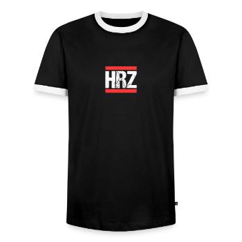 Harz - Männer Kontrast-T-Shirt - Schwarz/Weiß - Vorne - AI Model Female 172 light (172cm) & AI Model Male 178 light (178cm)