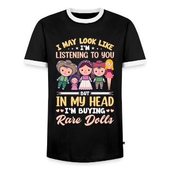 Sammlerpuppe Porzellanpuppe Antike - Männer Kontrast-T-Shirt - Schwarz/Weiß - Vorne - AI Model Female 172 light (172cm) & AI Model Male 178 light (178cm)