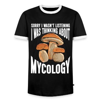 Pilz Mykologie Mykologe Sammler - Männer Kontrast-T-Shirt - Schwarz/Weiß - Vorne - AI Model Female 172 light (172cm) & AI Model Male 178 light (178cm)
