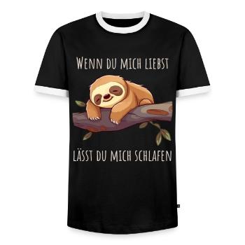 Lass mich schlafen - Faultier Schlafshirt Damen - Männer Kontrast-T-Shirt - Schwarz/Weiß - Vorne - AI Model Female 172 light (172cm) & AI Model Male 178 light (178cm)