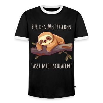 Lasst mich schlafen - Faultier Schlafshirt Damen - Männer Kontrast-T-Shirt - Schwarz/Weiß - Vorne - AI Model Female 172 light (172cm) & AI Model Male 178 light (178cm)
