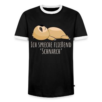 Fließend Schnarch - Faultier Schlafshirt Damen - Männer Kontrast-T-Shirt - Schwarz/Weiß - Vorne - AI Model Female 172 light (172cm) & AI Model Male 178 light (178cm)