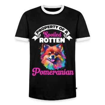 Pom Dog Pom-Pom - Propriété d’un pourri gâté - T-shirt contrasté Homme - noir/blanc - Devant - AI Model Female 172 light (172cm) & AI Model Male 178 light (178cm)