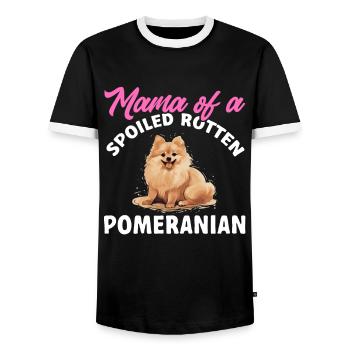 Pom Dog Pom-Pom - Maman d’un pourri gâté - T-shirt contrasté Homme - noir/blanc - Devant - AI Model Female 172 light (172cm) & AI Model Male 178 light (178cm)