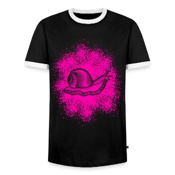 Escargot mignon avec coquille d’escargot - T-shirt contrasté Homme - noir/blanc - Devant - AI Model Female 172 light (172cm) & AI Model Male 178 light (178cm)