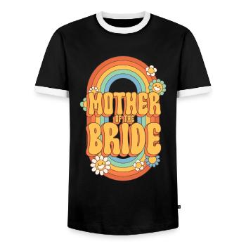 Groovy Bridal Wedding Party Bridal Flower Flowers - Men's Ringer Shirt - black/white - Front - AI Model Female 172 light (172cm) & AI Model Male 178 light (178cm)