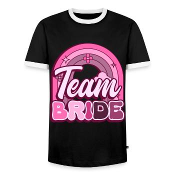 Groovy Bridal Wedding Party Bridal Flower Flowers - Men's Ringer Shirt - black/white - Front - AI Model Female 172 light (172cm) & AI Model Male 178 light (178cm)