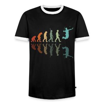 Badminton Evolution - Men's Ringer Shirt - black/white - Front - AI Model Female 172 light (172cm) & AI Model Male 178 light (178cm)