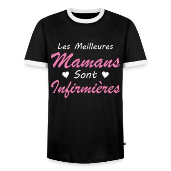 Les Meilleures Mamans Sont Infirmières - T-shirt contrasté Homme - noir/blanc - Devant - AI Model Female 172 light (172cm) & AI Model Male 178 light (178cm)