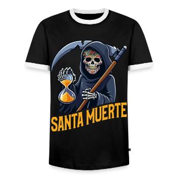 Santisima Muerte Dia De Los Muertos Mexicain - T-shirt contrasté Homme - noir/blanc - Devant - AI Model Female 172 light (172cm) & AI Model Male 178 light (178cm)