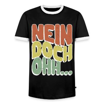 "Nein Doch Ohhh" Lustiger Sarkasmus Spruch - Männer Kontrast-T-Shirt - Schwarz/Weiß - Vorne - AI Model Female 172 light (172cm) & AI Model Male 178 light (178cm)