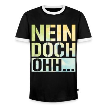 "Nein Doch Ohhh" Lustiger Sarkasmus Spruch - Männer Kontrast-T-Shirt - Schwarz/Weiß - Vorne - AI Model Female 172 light (172cm) & AI Model Male 178 light (178cm)
