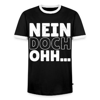 "Nein Doch Ohhh" Lustiger Sarkasmus Spruch - Männer Kontrast-T-Shirt - Schwarz/Weiß - Vorne - AI Model Female 172 light (172cm) & AI Model Male 178 light (178cm)
