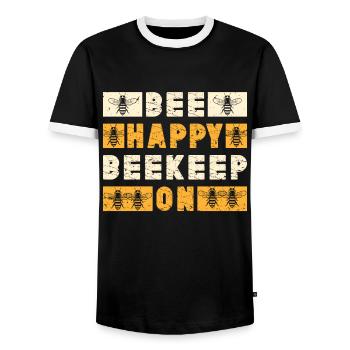 Abeille miel Webeke ruche apiculteur nid d’abeille - T-shirt contrasté Homme - noir/blanc - Devant - AI Model Female 172 light (172cm) & AI Model Male 178 light (178cm)