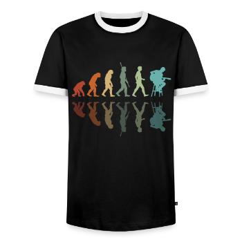 Développement de la guitare - T-shirt contrasté Homme - noir/blanc - Devant - AI Model Female 172 light (172cm) & AI Model Male 178 light (178cm)