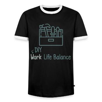 Équilibre entre vie professionnelle et vie privée à faire soi-même – Artisanat - T-shirt contrasté Homme - noir/blanc - Devant - AI Model Female 172 light (172cm) & AI Model Male 178 light (178cm)