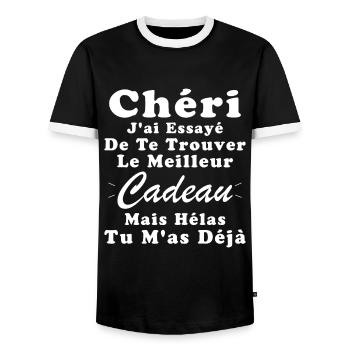 Cadeau Chéri Saint Valentin Amour Couple Humour - T-shirt contrasté Homme - noir/blanc - Devant - AI Model Female 172 light (172cm) & AI Model Male 178 light (178cm)