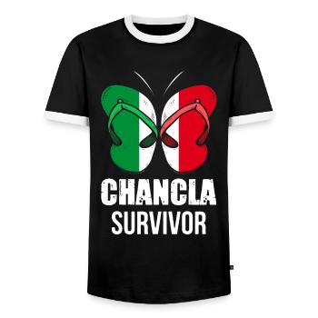 Flag of La Chancla Mexican Mexico - Men's Ringer Shirt - black/white - Front - AI Model Female 172 light (172cm) & AI Model Male 178 light (178cm)