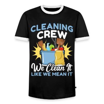 Cleaning Crew - Männer Kontrast-T-Shirt - Schwarz/Weiß - Vorne - AI Model Female 172 light (172cm) & AI Model Male 178 light (178cm)