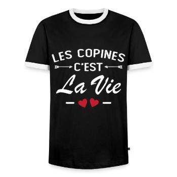 Les Copines C est La Vie La Meilleure Amie Femme - T-shirt contrasté Homme - noir/blanc - Devant - AI Model Female 172 light (172cm) & AI Model Male 178 light (178cm)
