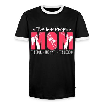Trombone Player Mom The Idol The Marching Band - Men's Ringer Shirt - black/white - Front - AI Model Female 172 light (172cm) & AI Model Male 178 light (178cm)