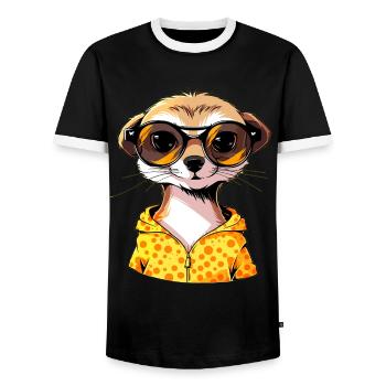Erdmännchen Mit Sonnenbrille Meerkat - Männer Kontrast-T-Shirt - Schwarz/Weiß - Vorne - AI Model Female 172 light (172cm) & AI Model Male 178 light (178cm)