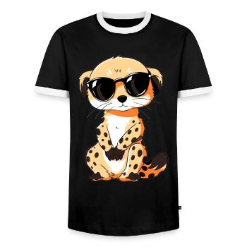 Erdmännchen Mit Sonnenbrille Meerkat - Männer Kontrast-T-Shirt - Schwarz/Weiß - Vorne - AI Model Female 172 light (172cm) & AI Model Male 178 light (178cm)