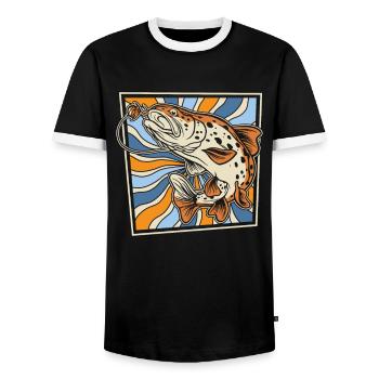 Angler Fishing - Men's Ringer Shirt - black/white - Front - AI Model Female 172 light (172cm) & AI Model Male 178 light (178cm)