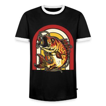Angler Fishing - Men's Ringer Shirt - black/white - Front - AI Model Female 172 light (172cm) & AI Model Male 178 light (178cm)