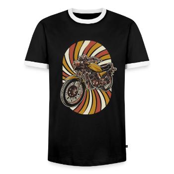 Moto Motard Motard - T-shirt contrasté Homme - noir/blanc - Devant - AI Model Female 172 light (172cm) & AI Model Male 178 light (178cm)