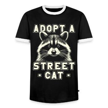 Raccoon, Adopt A Street Cat, Funny Raccoon - Men's Ringer Shirt - black/white - Front - AI Model Female 172 light (172cm) & AI Model Male 178 light (178cm)