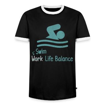 Swim Work Life Balance - Swimmer Sport - Men's Ringer Shirt - black/white - Front - AI Model Female 172 light (172cm) & AI Model Male 178 light (178cm)