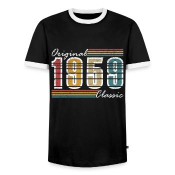65e anniversaire homme Vintage Août Vintage 1959 - T-shirt contrasté Homme - noir/blanc - Devant - AI Model Female 172 light (172cm) & AI Model Male 178 light (178cm)