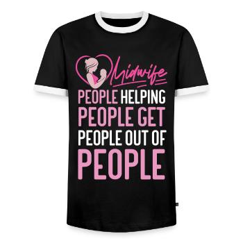 Nurse Midwife Birth Worker Midwife - Men's Ringer Shirt - black/white - Front - AI Model Female 172 light (172cm) & AI Model Male 178 light (178cm)