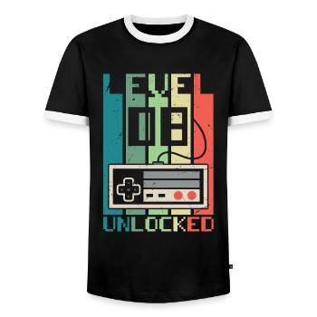 Niveau 8 débloqué - T-shirt contrasté Homme - noir/blanc - Devant - AI Model Female 172 light (172cm) & AI Model Male 178 light (178cm)